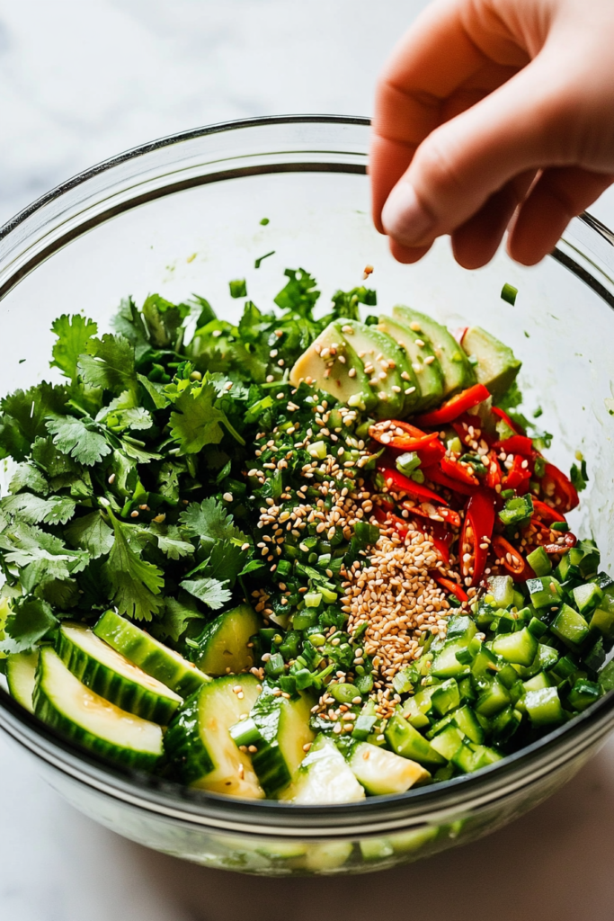asian-avocado-salad-garnished-with-sesame-seeds-chopped-chives-and-cilantro-ready-to-serve