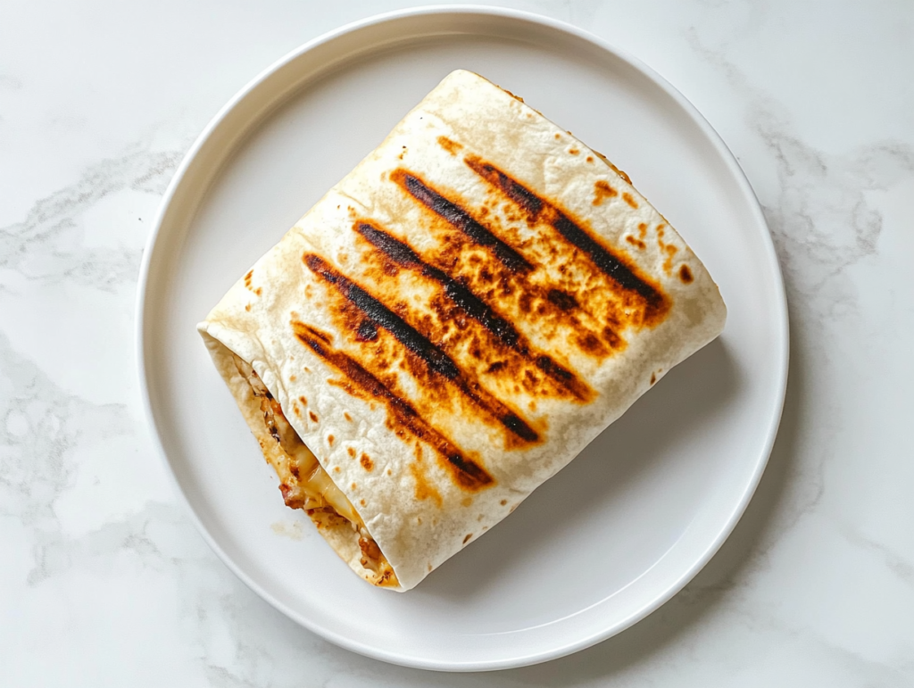 beautifully-wrapped-chicken-avocado-burrito-on-white-marble