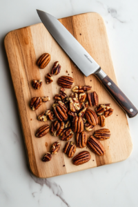 finely-chopping-raw-pecans-on-a-wooden-board-for-the-pie-filling-2