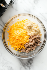 incorporating-ground-sausage-and-melted-butter-into-the-mixture-for-binding-top-down-shot-2