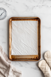 preheating-oven-and-lining-a-baking-sheet-with-parchment-paper-for-roasting-carrots