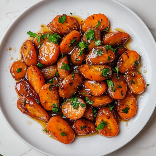 roasted-glazed-carrots-served-on-a-round-white-plate-with-cilantro-garnish