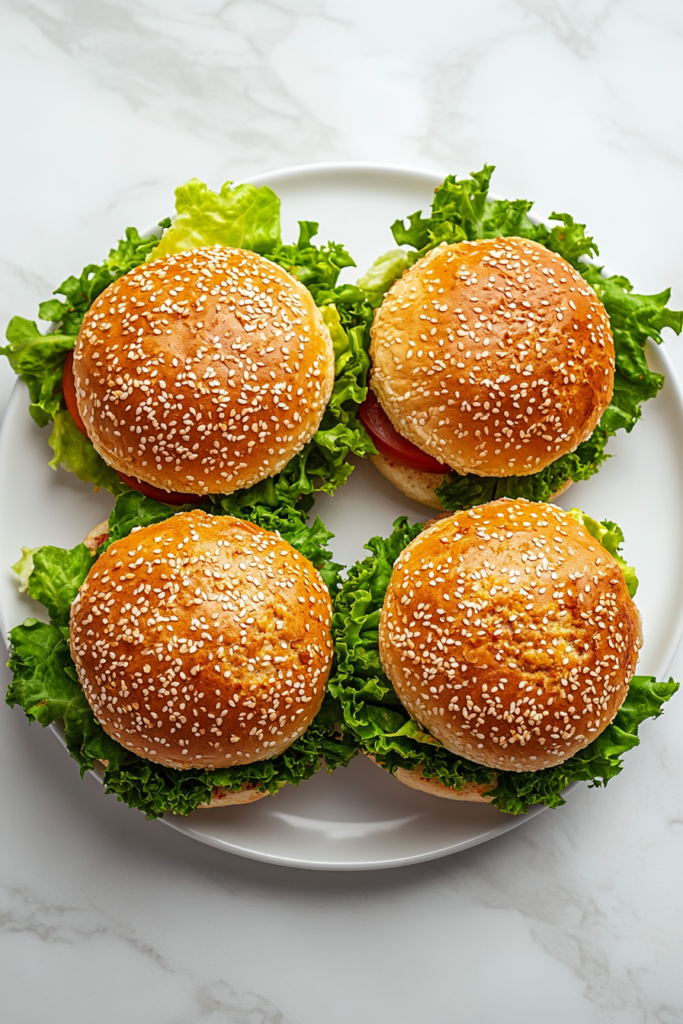 serving-hot-chicken-burgers-on-plate-over-white-marble