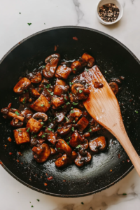 This image shows the carrots roasted to perfection—tender inside with caramelized, lightly browned edges from the glaze.