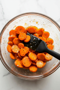 tossing-carrots-in-the-mixing-bowl-until-evenly-coated-with-the-glaze