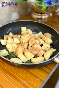 Add the diced potatoes, season with salt, pepper