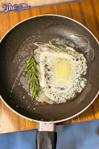 In a 12-inch skillet, heat butter, olive oil, rosemary