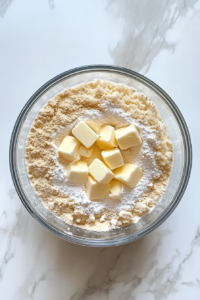 adding-butter-to-dry-mixture-in-food-processor