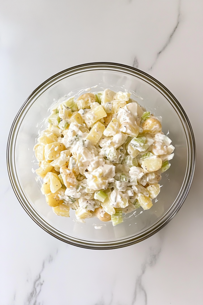 chilled-hellmanns-potato-salad-in-glass-bowl-on-white-marble