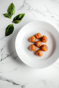 cooked-tuna-meatballs-on-white-ceramic-plate-on-white-marble