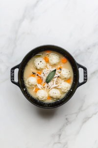 dumpling-balls-simmering-in-brothy-keto-chicken-soup-in-black-dutch-oven