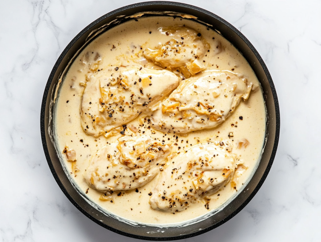 garlic-butter-chicken-featured-image-top-down-clean-white-marble