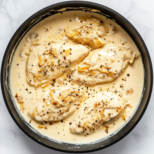 garlic-butter-chicken-featured-image-top-down-clean-white-marble