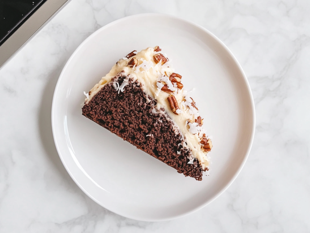 german-chocolate-cake-whole-top-view-on-white-marble-2