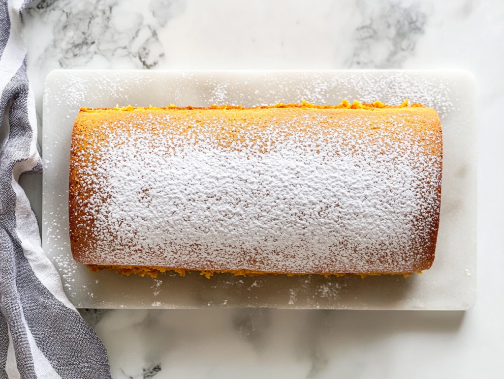honeyed-pumpkin-roll-sliced-and-dusted-on-white-ceramic-plate