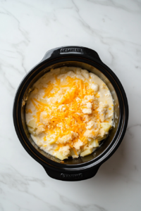 ingredients-stirred-together-in-crockpot-for-creamy-cheesy-potatoes