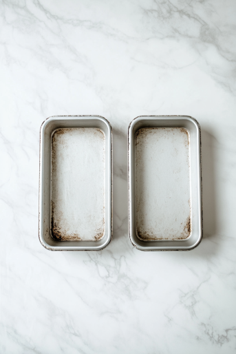 two-loaf-pans-greased-and-ready-on-marble-countertop-2991598