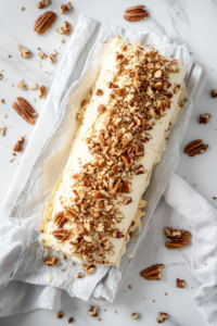 unrolled-cake-with-filling-spread-pecans-visible