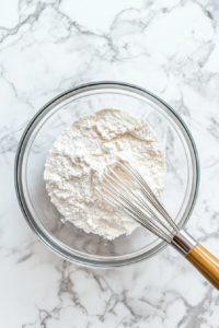 dry-ingredients-flour-baking-powder-mixed-in-glass-bowl-on-marble