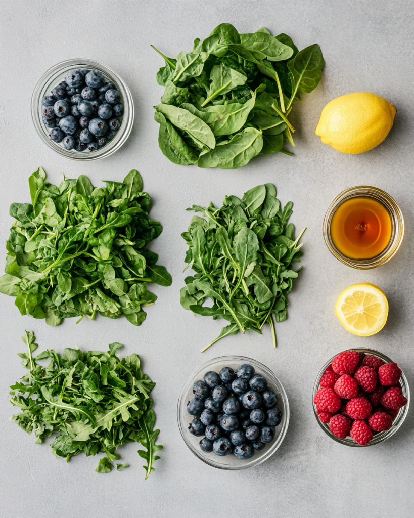 Green Herb and Berry Salad ingredients