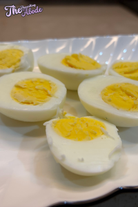 Peel the eggs and slice