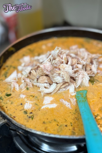 Stir in the shredded chicken