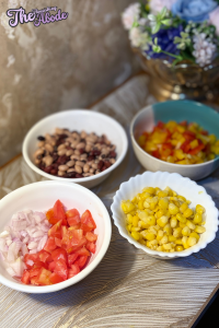 To the bowl of dressing