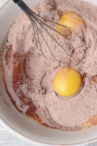 add cake flour and cocoa powder