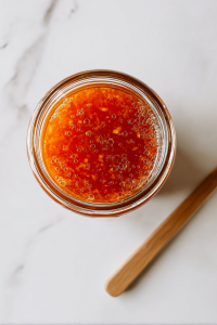 air-bubbles-rising-in-pickled-tomatoes-jar-after-using-skewer-on-marble-surface