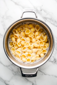 boiling-the-pasta-for-italian-shrimp-pasta-salad