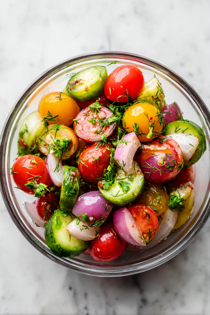 chilled-pickled-vegetable-salad-served-in-glass-bowl-on-white-marble-countertop-2