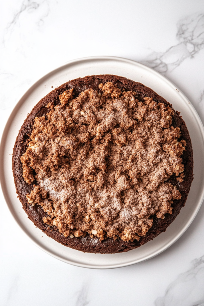 chocolate-coffee-cake-with-golden-crumble-and-finish-on-white-marble