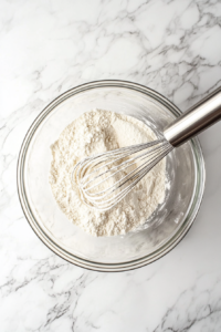 combining-wet-and-dry-ingredients-in-glass-bowl