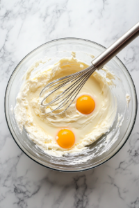 cream-cheese-mixture-in-glass-bowl-on-white-marble