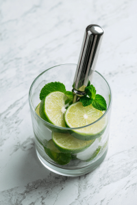 crushing-lime-and-mint-in-clear-glass-with-cocktail-muddler