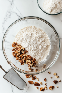 dry-ingredients-and-pecans-in-large-glass-mixing-bowl