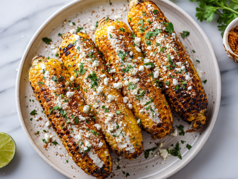grilled-mexican-street-corn-on-white-marble-close-up
