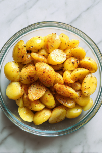 halved-potatoes-in-glass-bowl-with-spices-on-white-marble