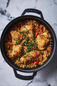 letting-caribbean-chicken-and-rice-rest-out-of-oven