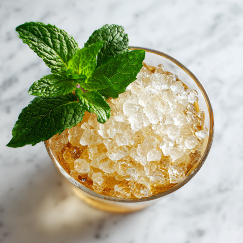mint-julep-finished-cocktail-on-white-marble-with-mint-garnish