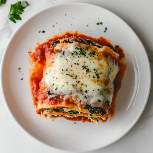 mushroom-spinach-lasagna-rolls-featured-image-top-down-white-marble