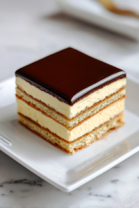 opera-cake-sliced-white-round-plate-serving