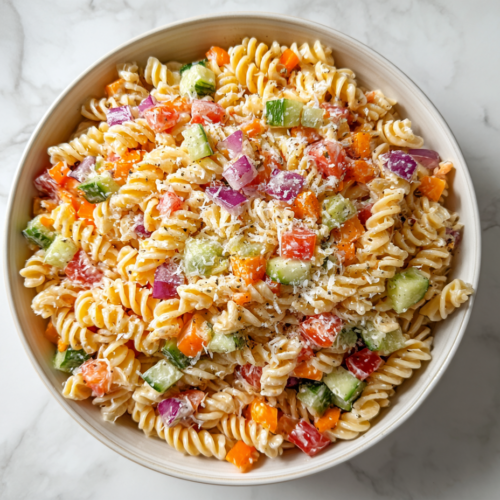 pasta-salad-colorful-veggies-in-white-ceramic-bowl