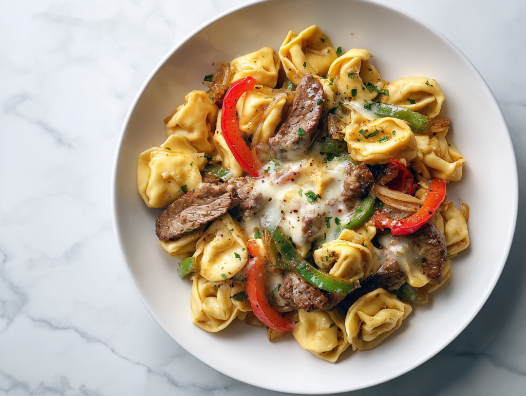 philly-cheesesteak-tortellini-in-creamy-skillet-featured