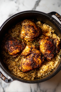 placing-chicken-thighs-on-top-of-rice-mixture