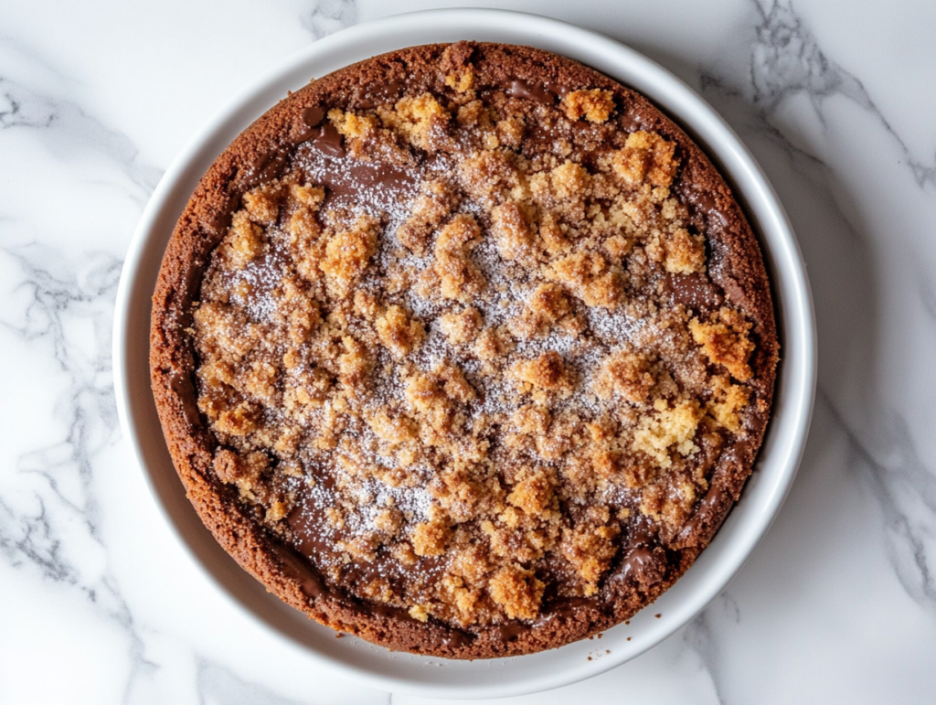 serving-chocolate-coffee-cake-with-golden-crumble-and-finish-on-white-marble