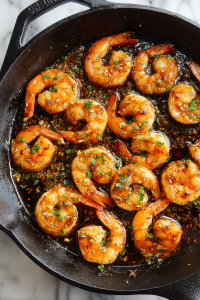 shrimp-coated-in-glaze-black-skillet