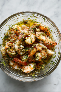 shrimp-marinated-in-glass-bowl-on-white-marble