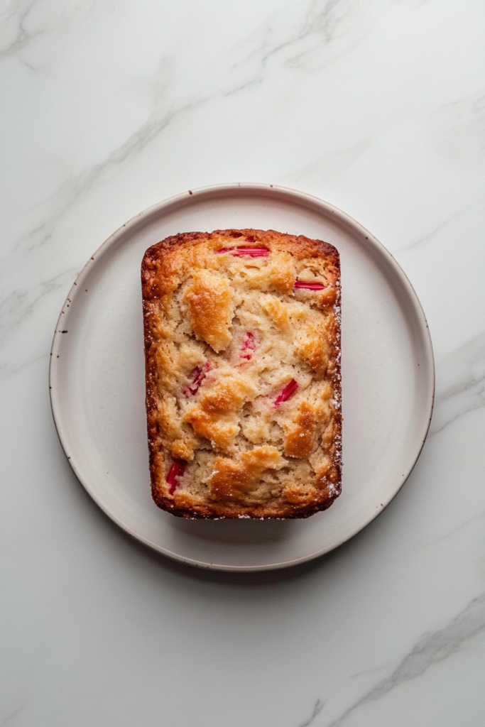sliced-lemon-rhubarb-bread-served-on-white-plate