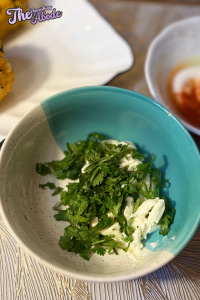 stir together the Cottage cheese and chopped cilantro
